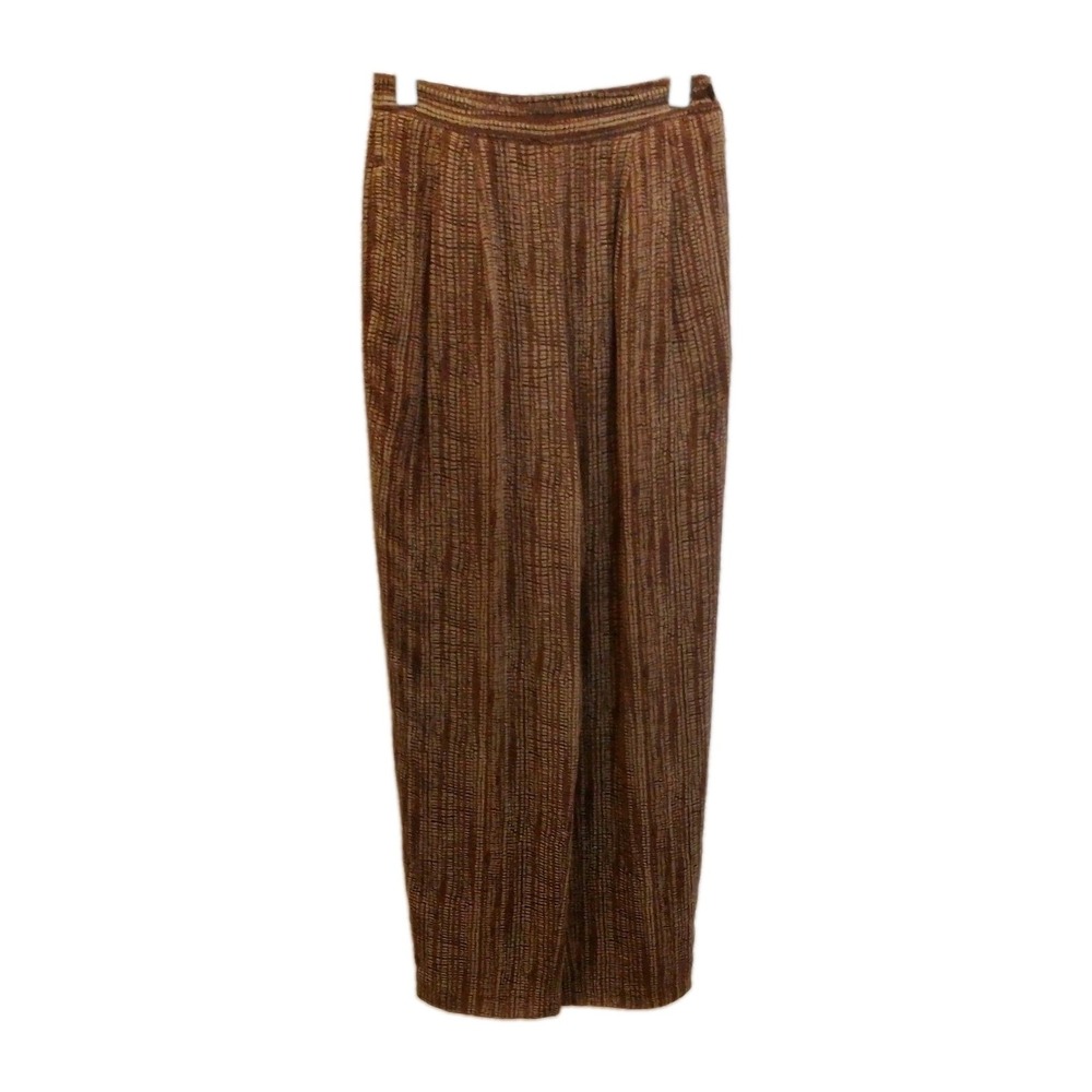 Liz Claiborne Collection Silk Pants Womens 4 Brown Animal Print Pull On Lined